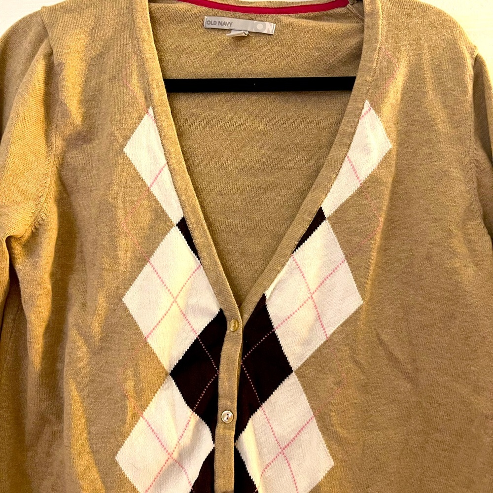 XL Tan Argyle Old Navy Sweater